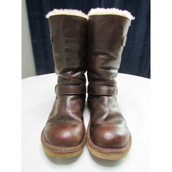 Ugg Kensington Buckle Dark Brown Leather and Wool Boot Women's 10 - Picture 2 of 8